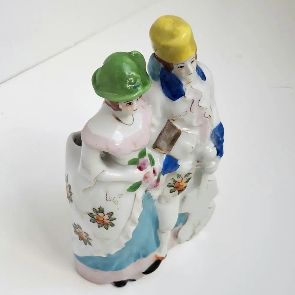 Antique Japanese Figural Porcelain Wall Pocket Vase | 1920s–1930s
